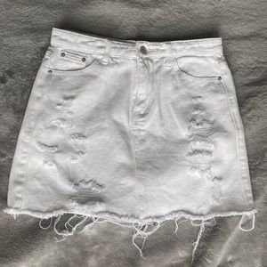 SOLD 🚫 - White Ripped Jeans Skirt
